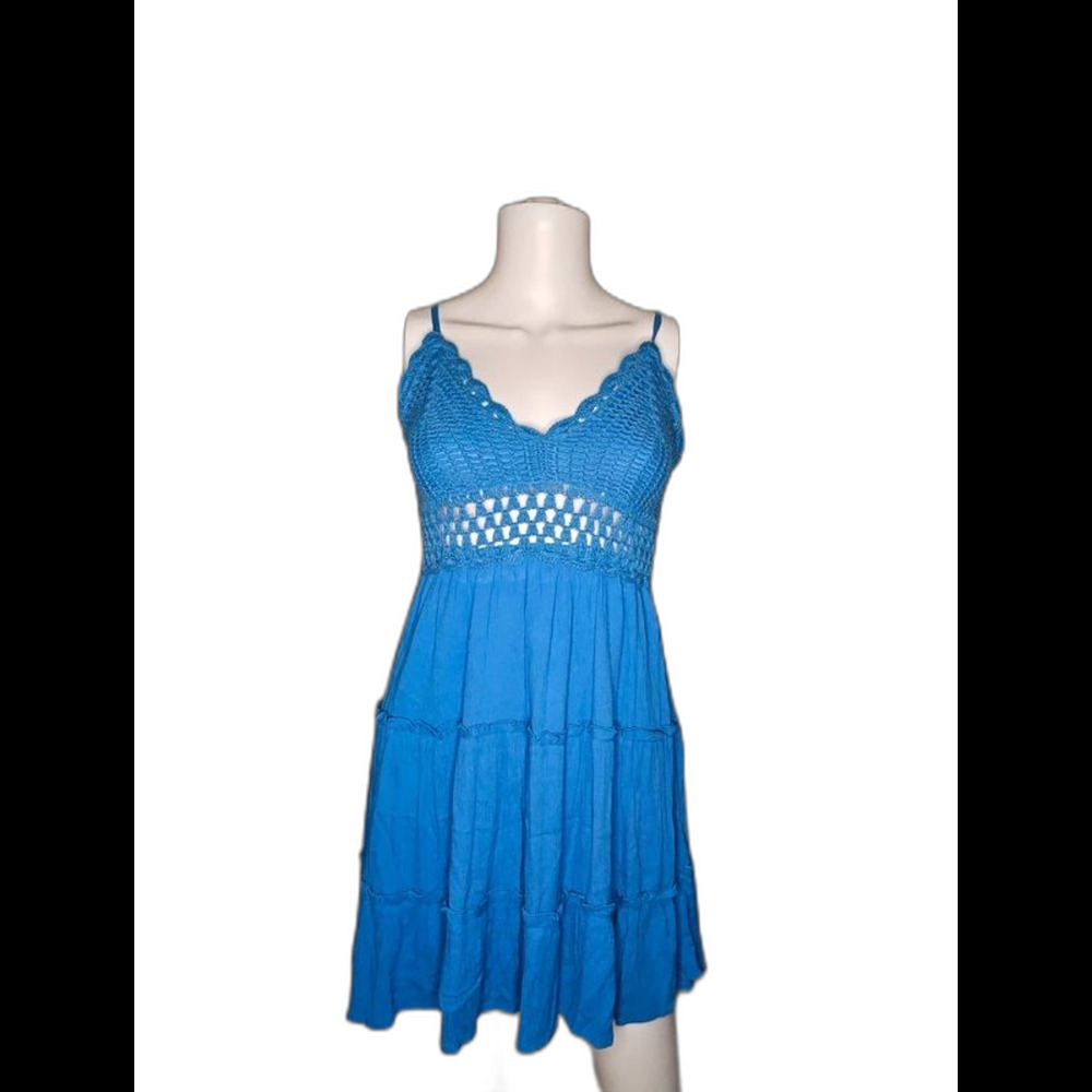 Charlotte Russe Royal Blue Crochet Bodice Tiered Sundress (Small)
